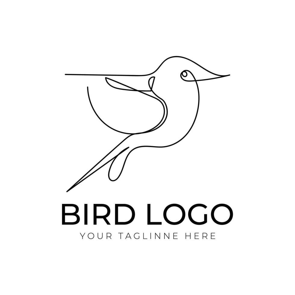 bird one line art logo design vector