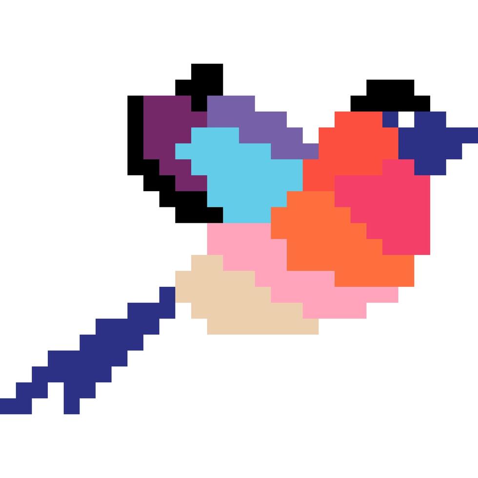 Bird cartoon icon in pixel style vector