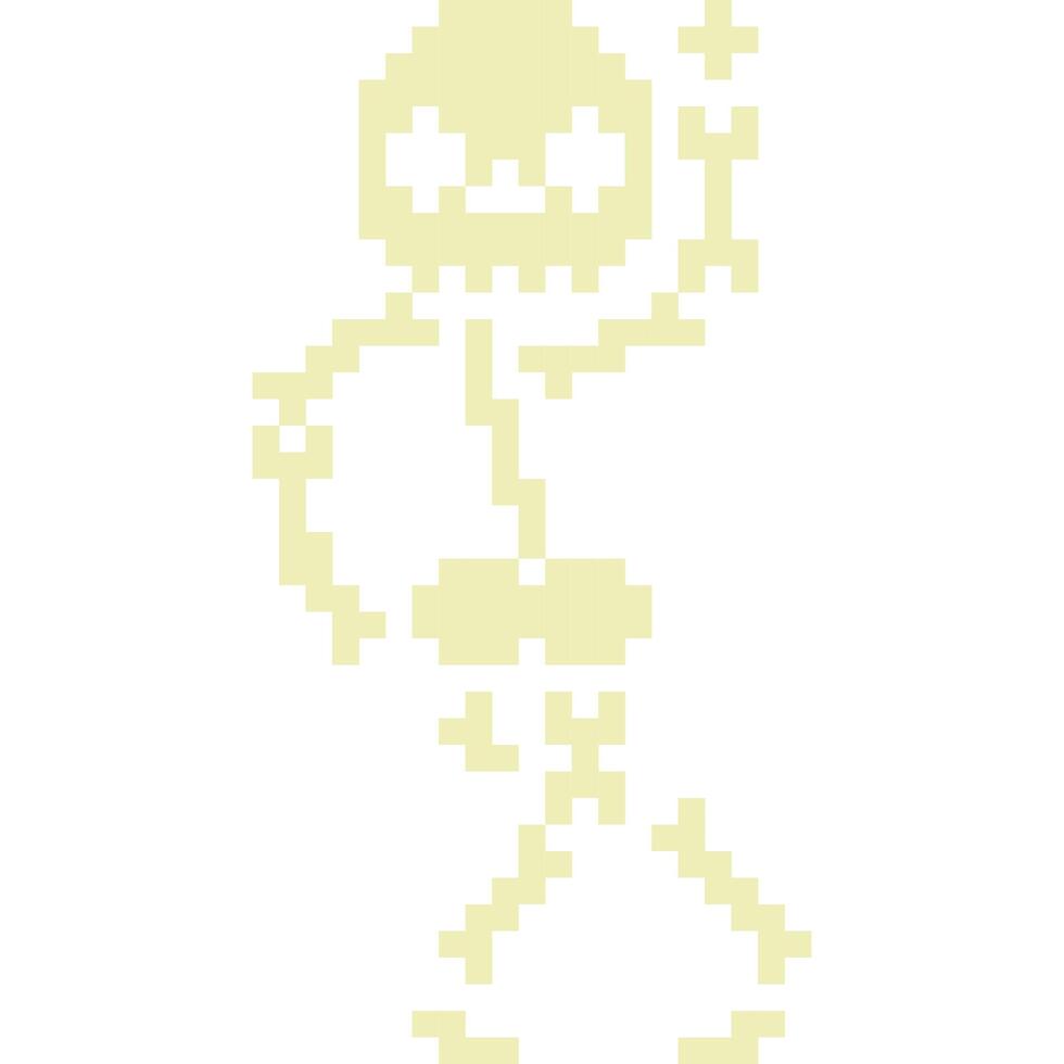 Skeleton cartoon icon in pixel style vector