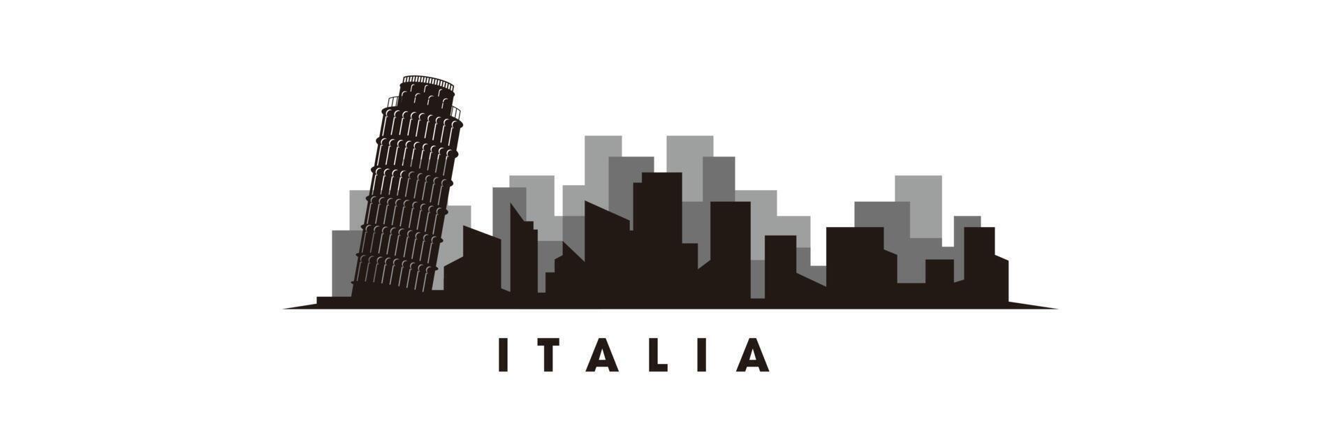 Pisa skyline and landmarks silhouette vector