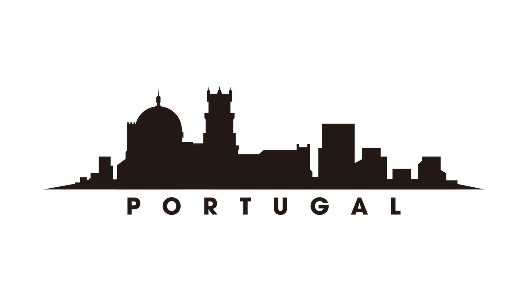 Lisboa Portugal horizonte y puntos de referencia silueta vector