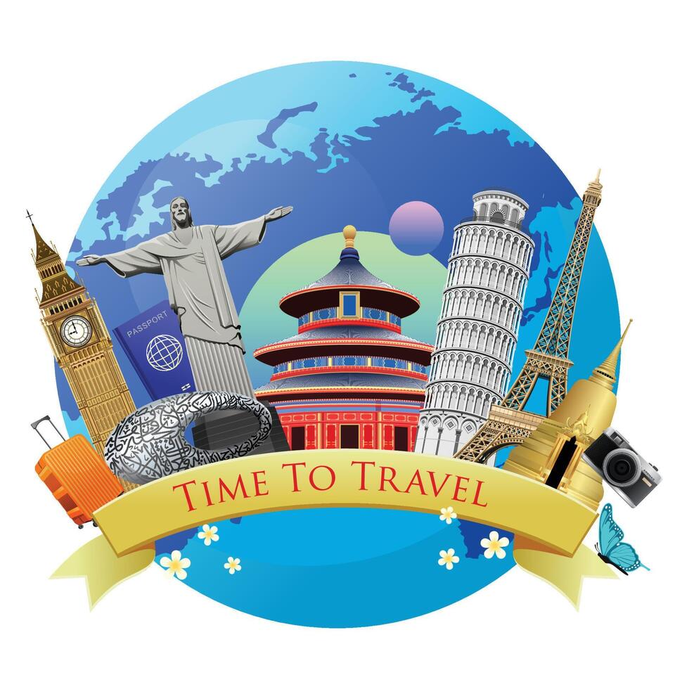 World Travel Vector Illustration. Tour and Travel Graphic design for banners and flyer