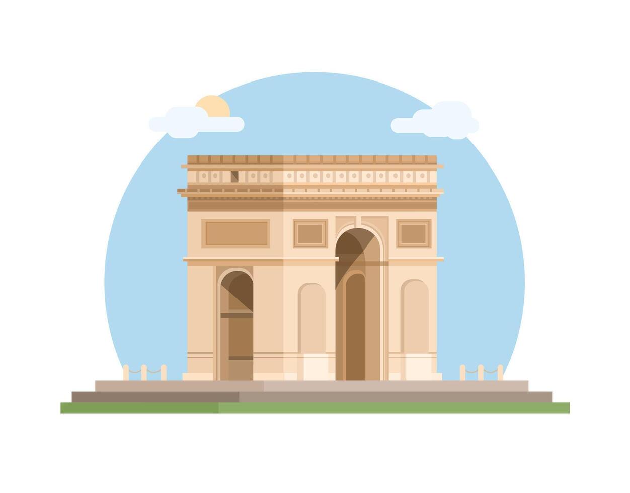 Arc The Triomphe Monument Landmark Flat Illustration Vector