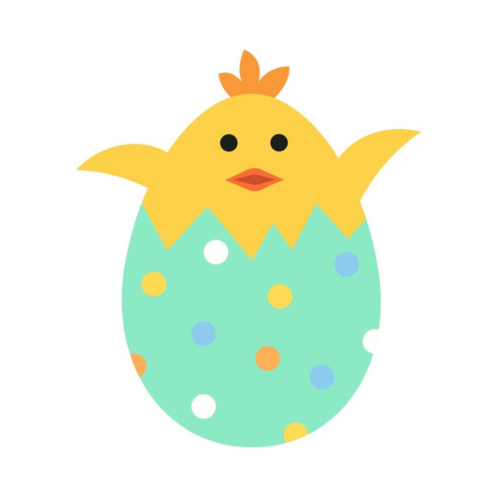 Happy Easter bird flat cartoon. vector