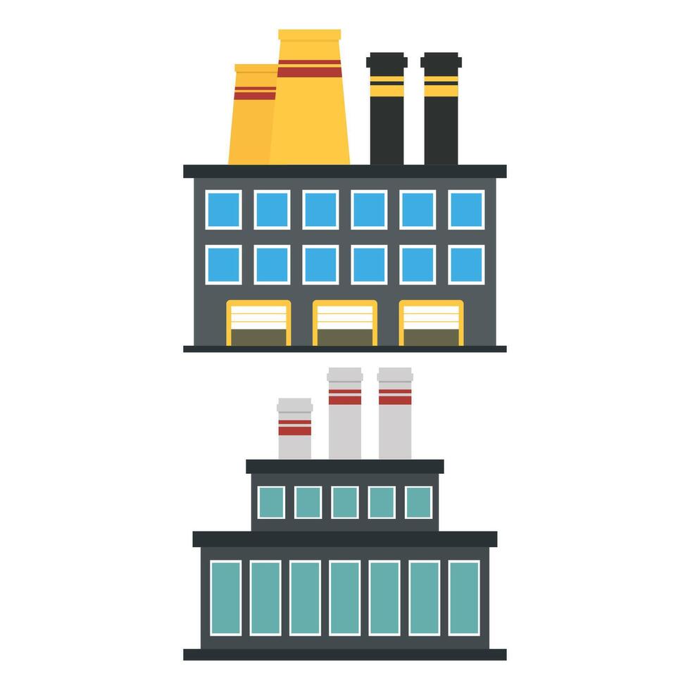 Industrial factory in flat style a vector an illustration. Factory Building. Manufacturing factory building. industrial building concept.