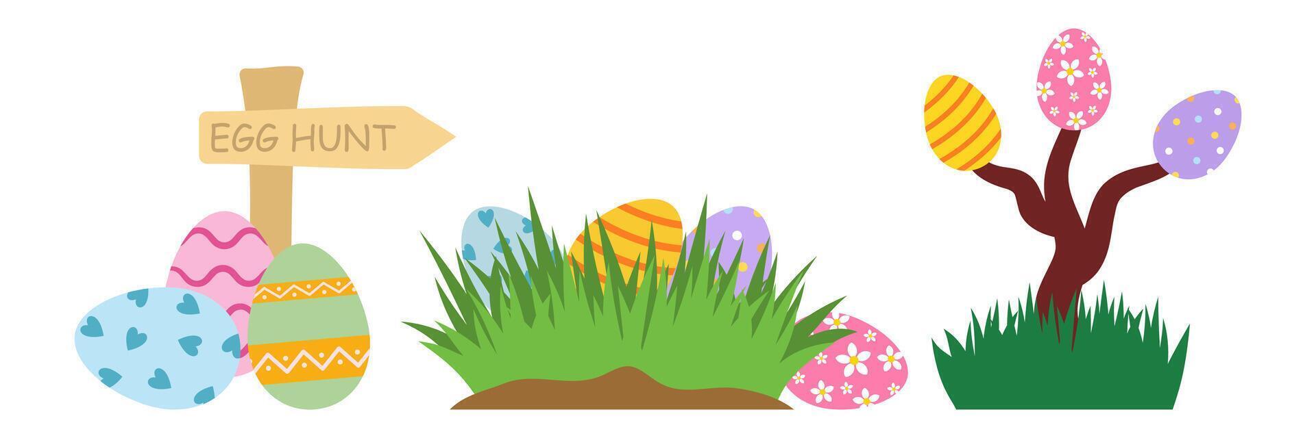 Happy Easter eggs, Easter flat cartoon vector. vector