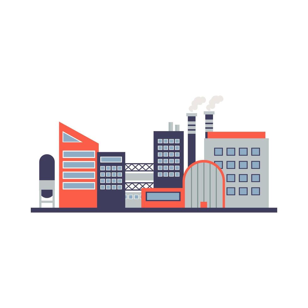 Factory building, power electricity, industry manufactory buildings flat icon isolated vector illustration.