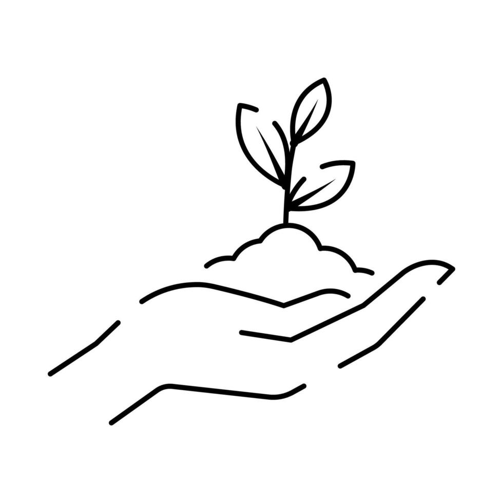 Soil line icon. Simple Plants Related Vector Line Icon. Contains such Icons as Leaf on Hand and Growing Conditions. Seeds and irrigation. Spring.