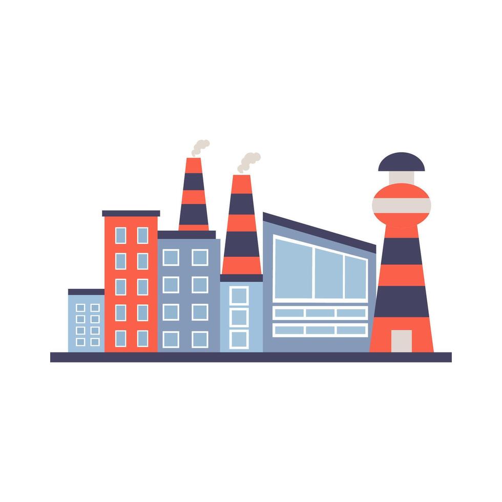 Factory building, power electricity, industry manufactory buildings flat icon isolated vector illustration.