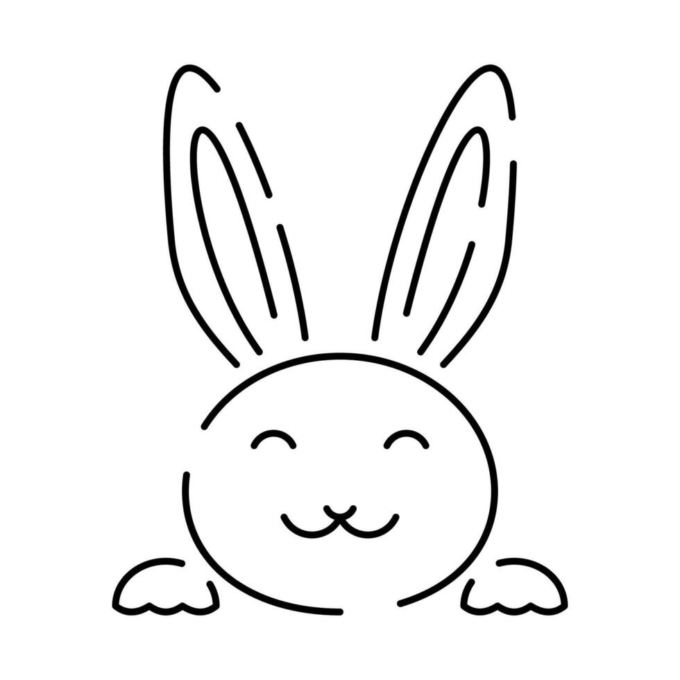 Happy Easter line icon. Vector holiday sign egg, bird and bunny or flower spring.
