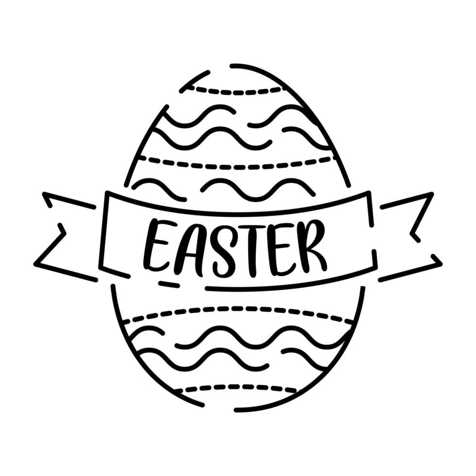 Happy Easter line icon. Vector holiday sign egg, bird and bunny or flower spring.