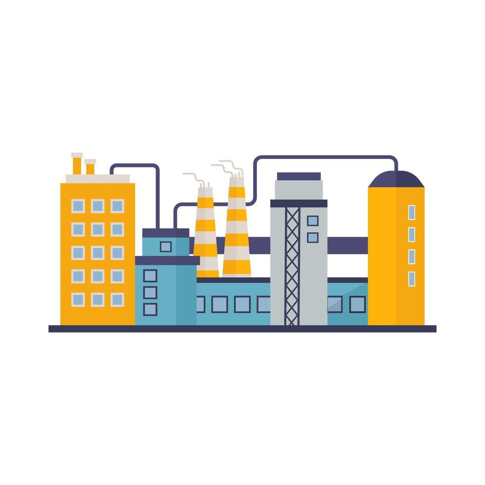 Factory building, power electricity, industry manufactory buildings flat icon isolated vector illustration.