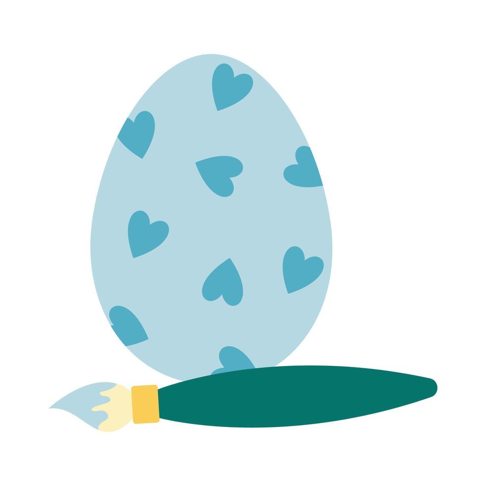 Happy Easter eggs with ribbon flat cartoon. vector