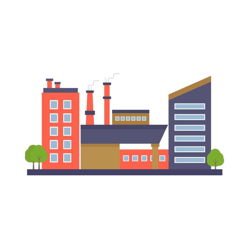 Factory building, power electricity, industry manufactory buildings flat icon isolated vector illustration.