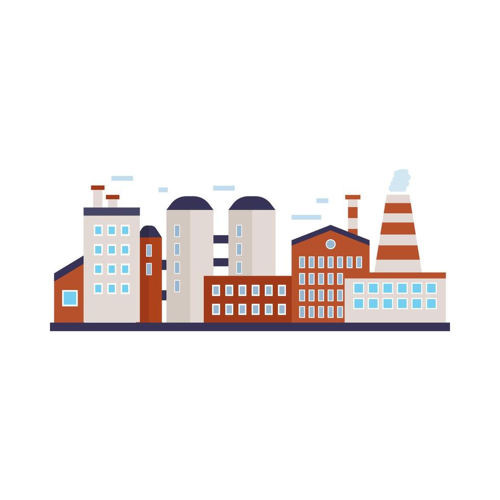 Factory building, power electricity, industry manufactory buildings flat icon isolated vector illustration.