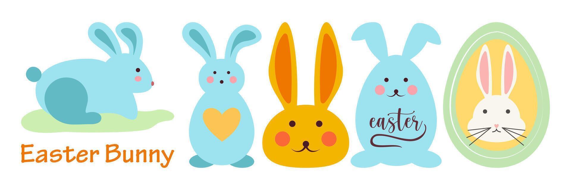 Easter bunny flat cartoon vector. vector