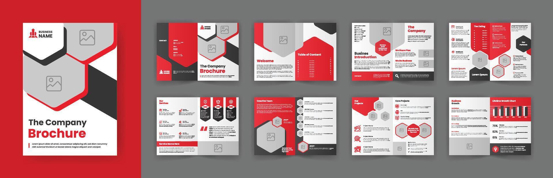 Company Profile Brochure Template. Bifold Corporate Brochure Layout vector
