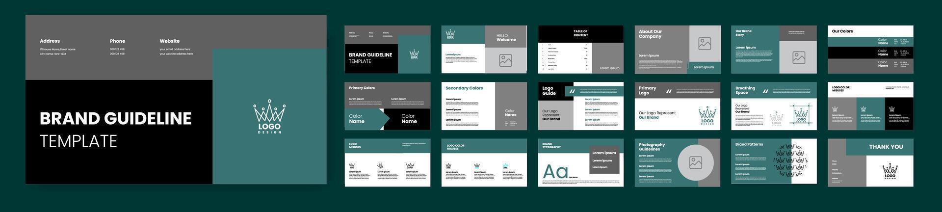 Style Guide Template for Branding Guidelines. Minimalist Blue Accent vector