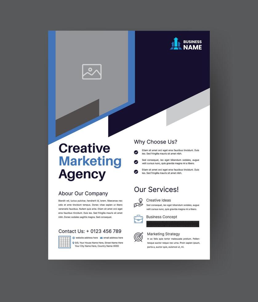 Professional Corporate Business Flayer Design. Marketing Abstract Flyer. Modern One Pager Template vector