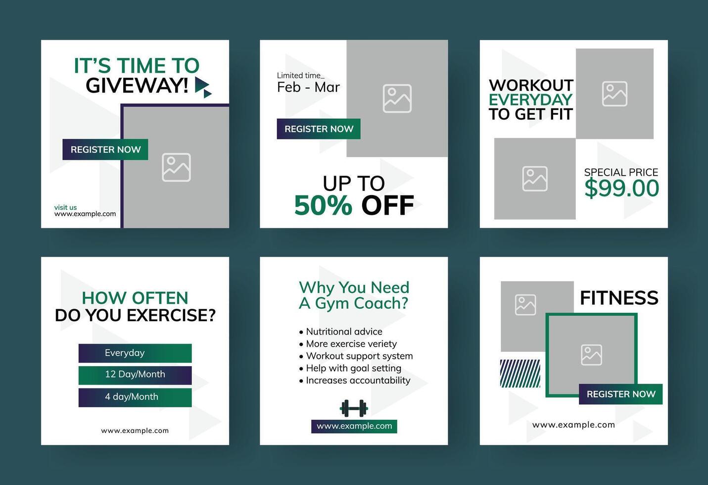 GYM And Fitness Web Social Media Layout. vector