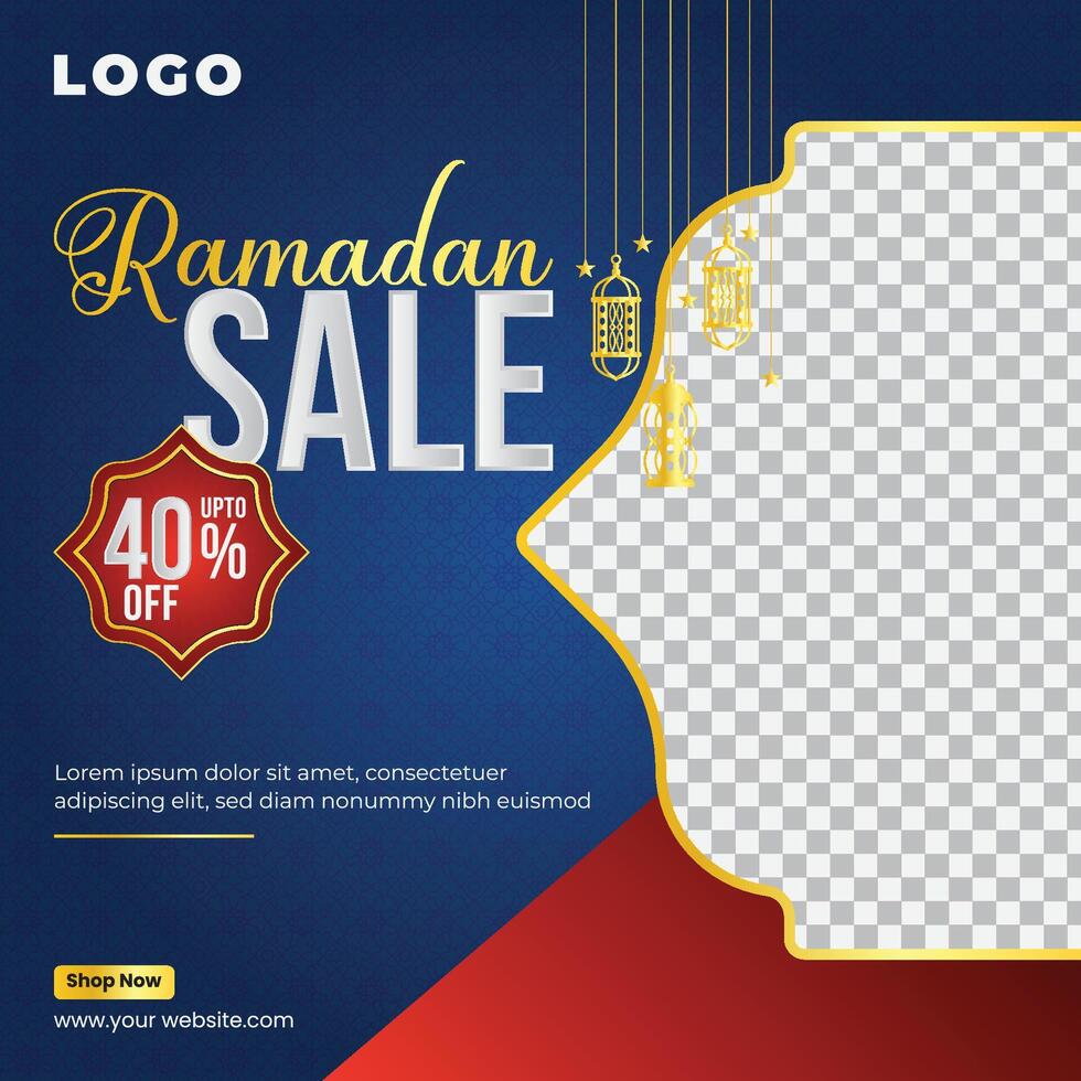 Ramadan Kareem Sale Offer Discount Social Media Banner Post Design Template vector