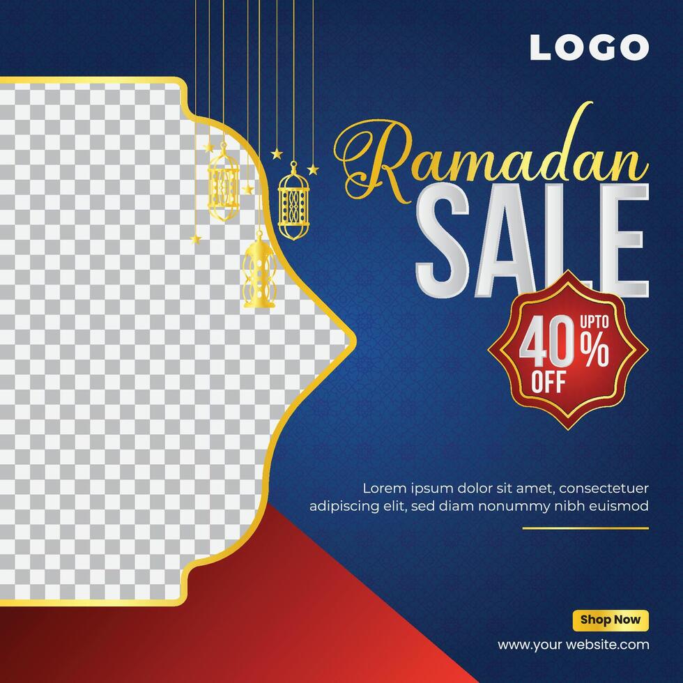 Ramadan Kareem Sale Offer Discount Social Media Banner Post Design Template vector