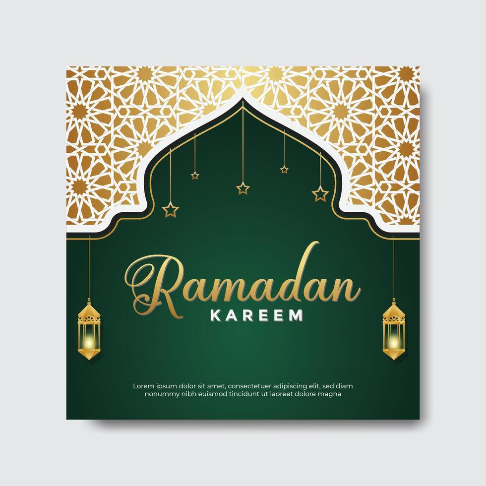 Ramadan Kareem Greetings Social Media Banner Post Design Template vector