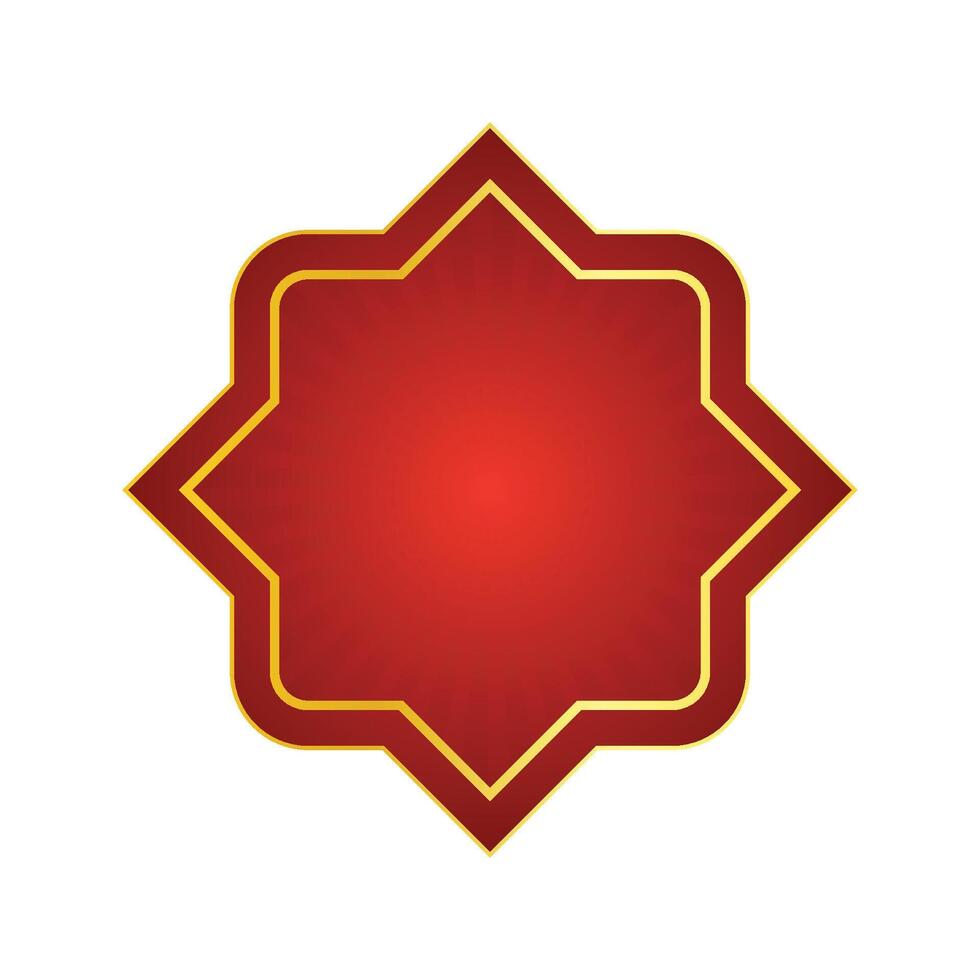 Red Golden Luxury Islamic Badge Shape Banner Tag Vector
