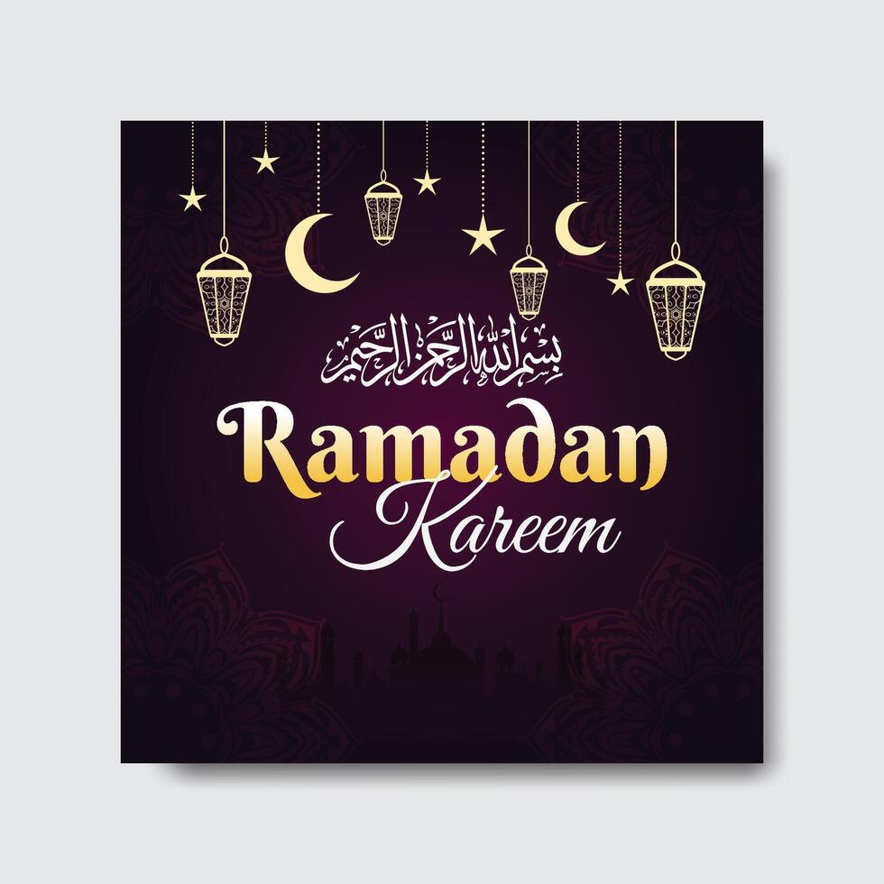 Ramadán kareem saludos social medios de comunicación bandera enviar diseño modelo vector