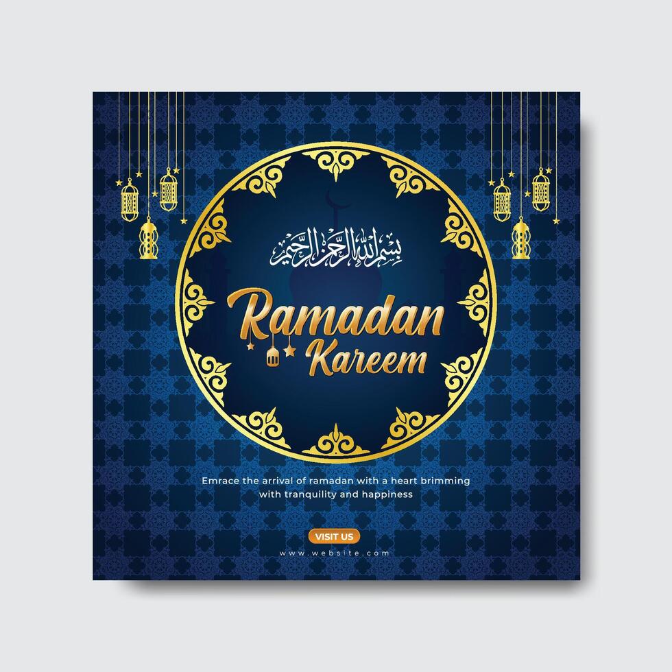 Ramadan Kareem Greetings Social Media Banner Post Design Template vector