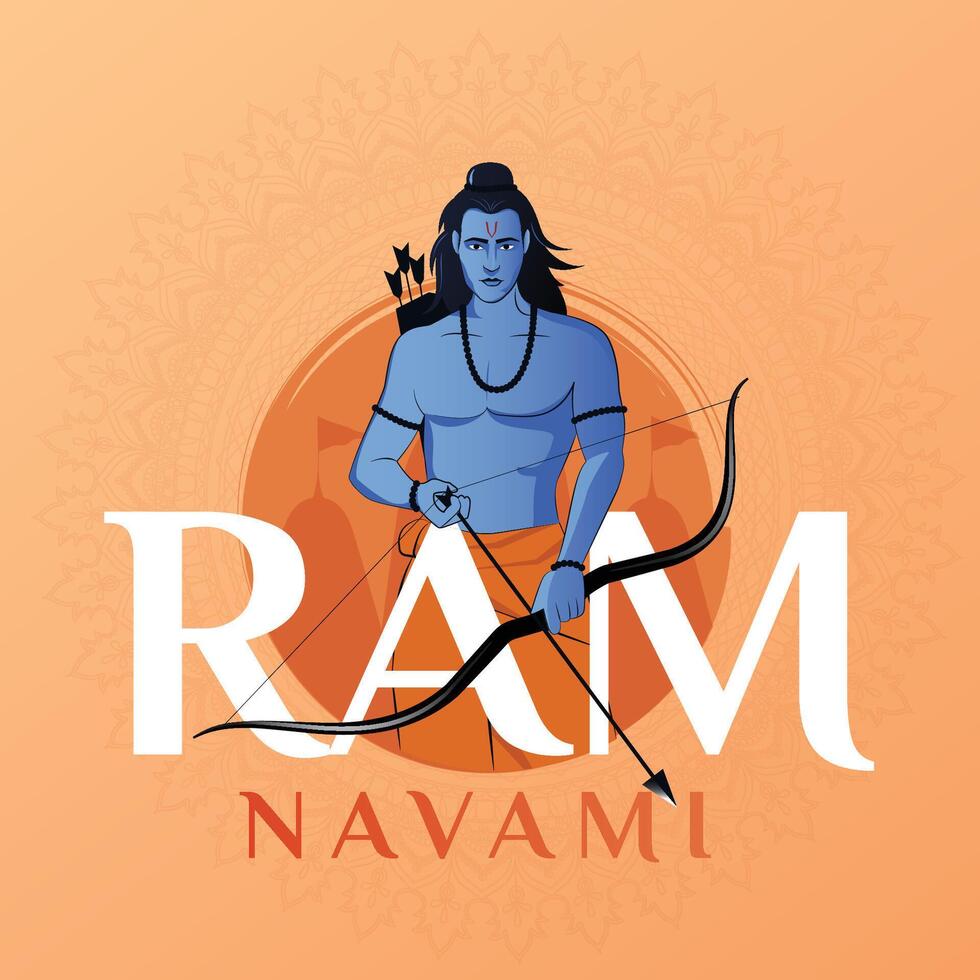 Shri Ram Navami Greetings Social Media Banner with Vector Illustration