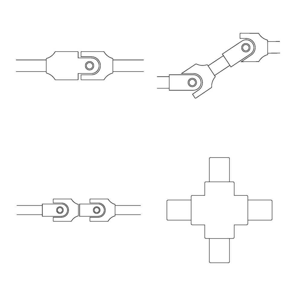 hélice ejes y universal articulaciones icono vector