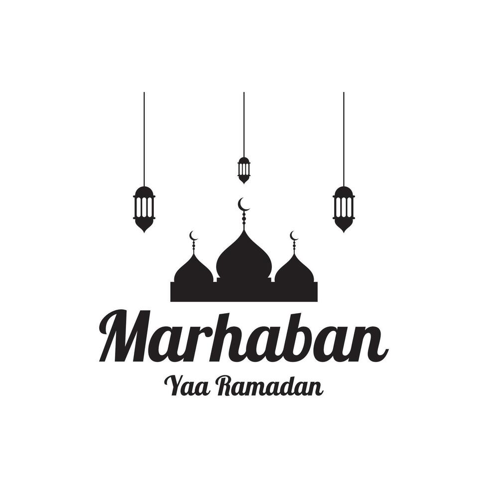 Ramadan Mubarak logo template design with lantern and mosque lighting concept. Logo for greetings, business, Muslim. vector
