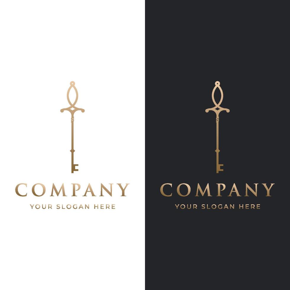 Retro luxury home or hotel or real estate key template logo with creative idea. vector