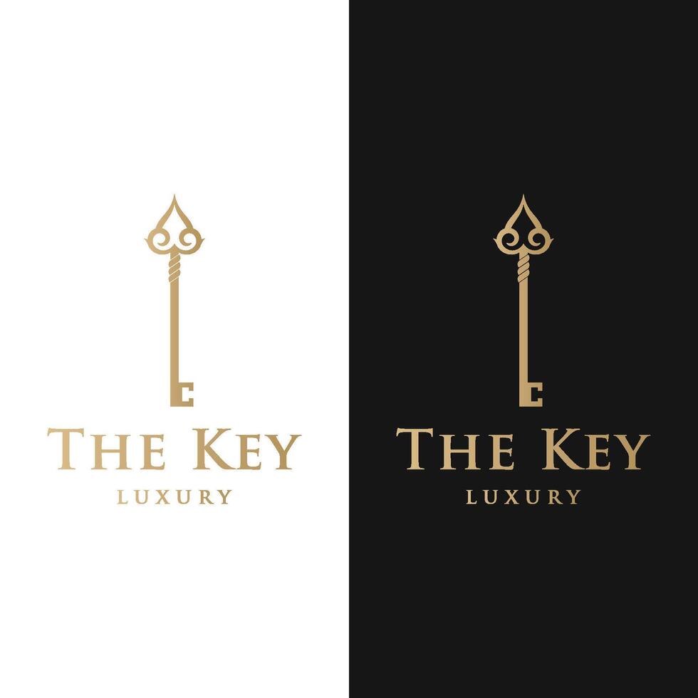 Retro luxury home or hotel or real estate key template logo with creative idea. vector