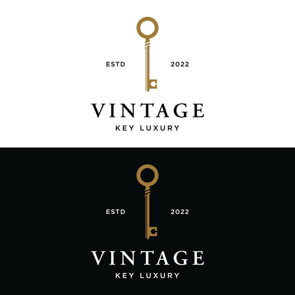 Retro luxury home or hotel or real estate key template logo with creative idea. vector