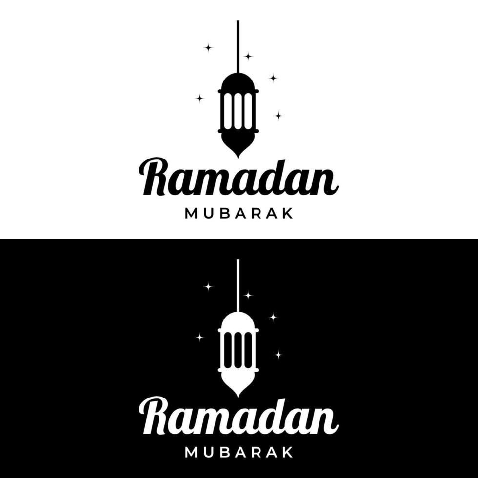 Ramadán Mubarak logo modelo diseño con linterna y mezquita Encendiendo concepto. logo para saludos, negocio, musulmán. vector
