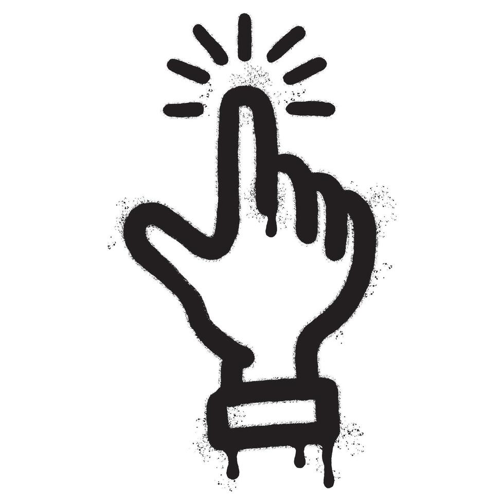 Spray Painted Graffiti Clicking finger icon Sprayed isolated with a white background. vector