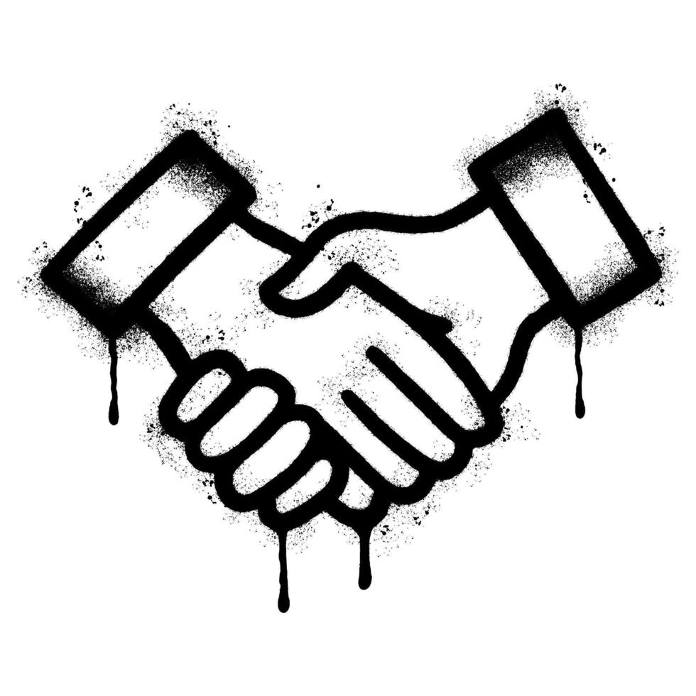 Spray Painted Graffiti handshake icon Sprayed isolated with a white background. vector