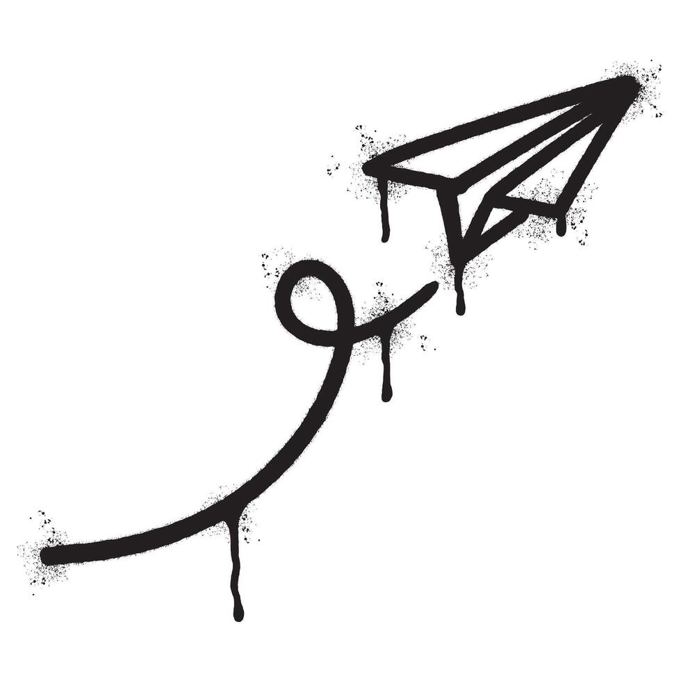 Spray Painted Graffiti paper airplane Sprayed isolated with a white background. vector
