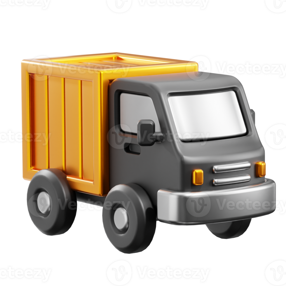 3D Cargo Truck icon on transparent background png