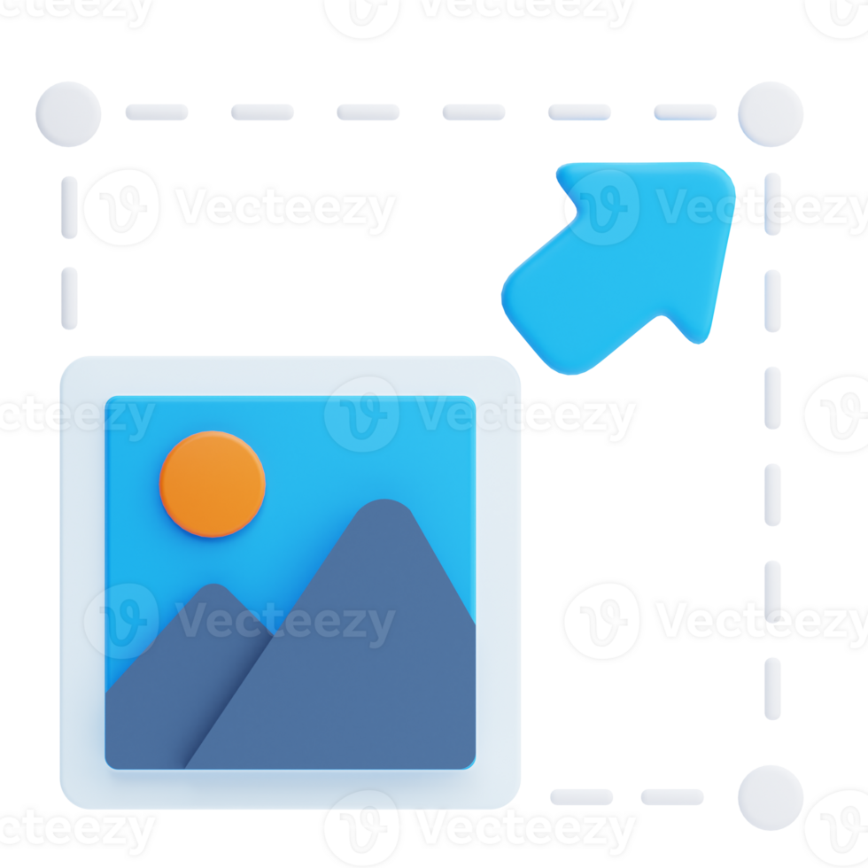 3D Resize image icon on transparent background png