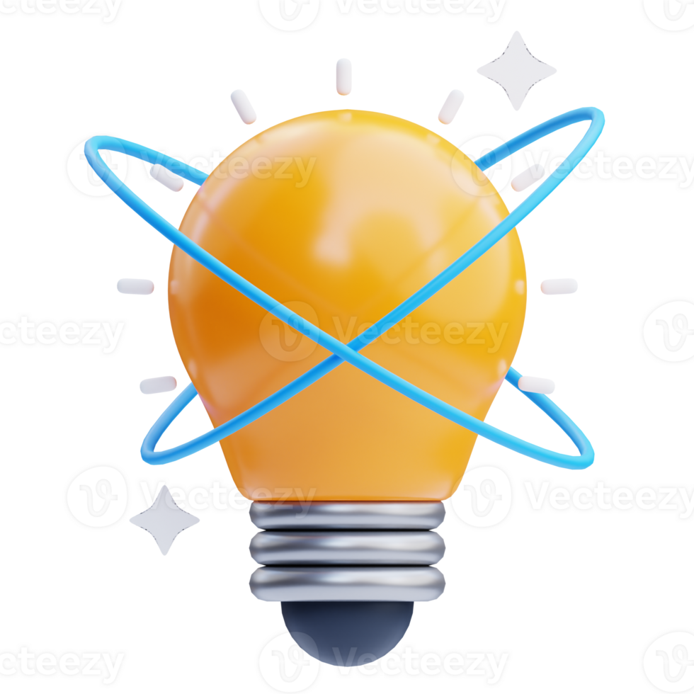 3D Sparkling light bulb icon on transparent background png
