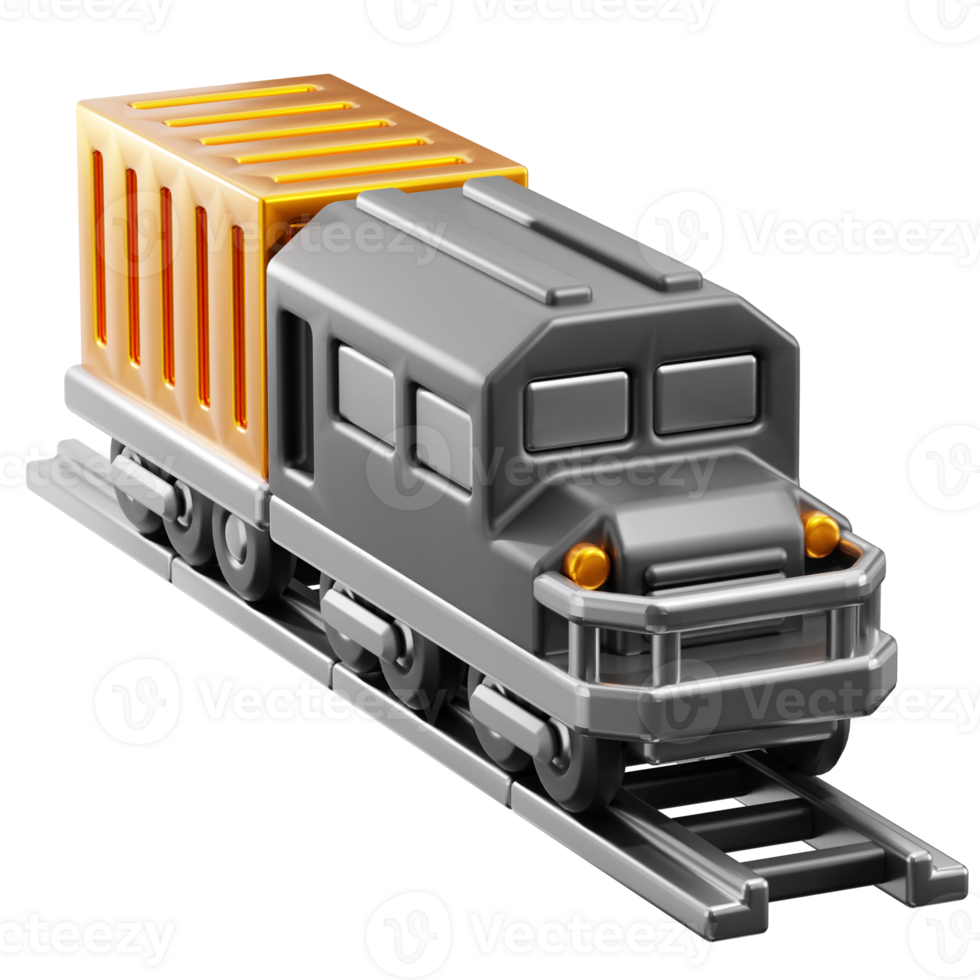 3D Cargo Train icon on transparent background png
