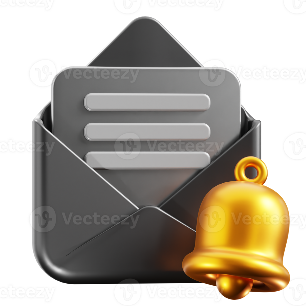 3D Email Notification icon on transparent background png