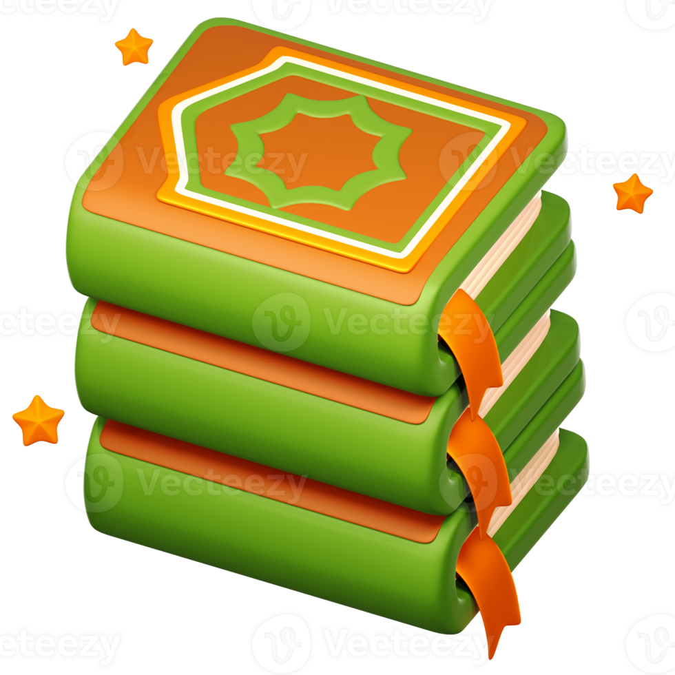 3D Al-Quran Books icon on transparent background png