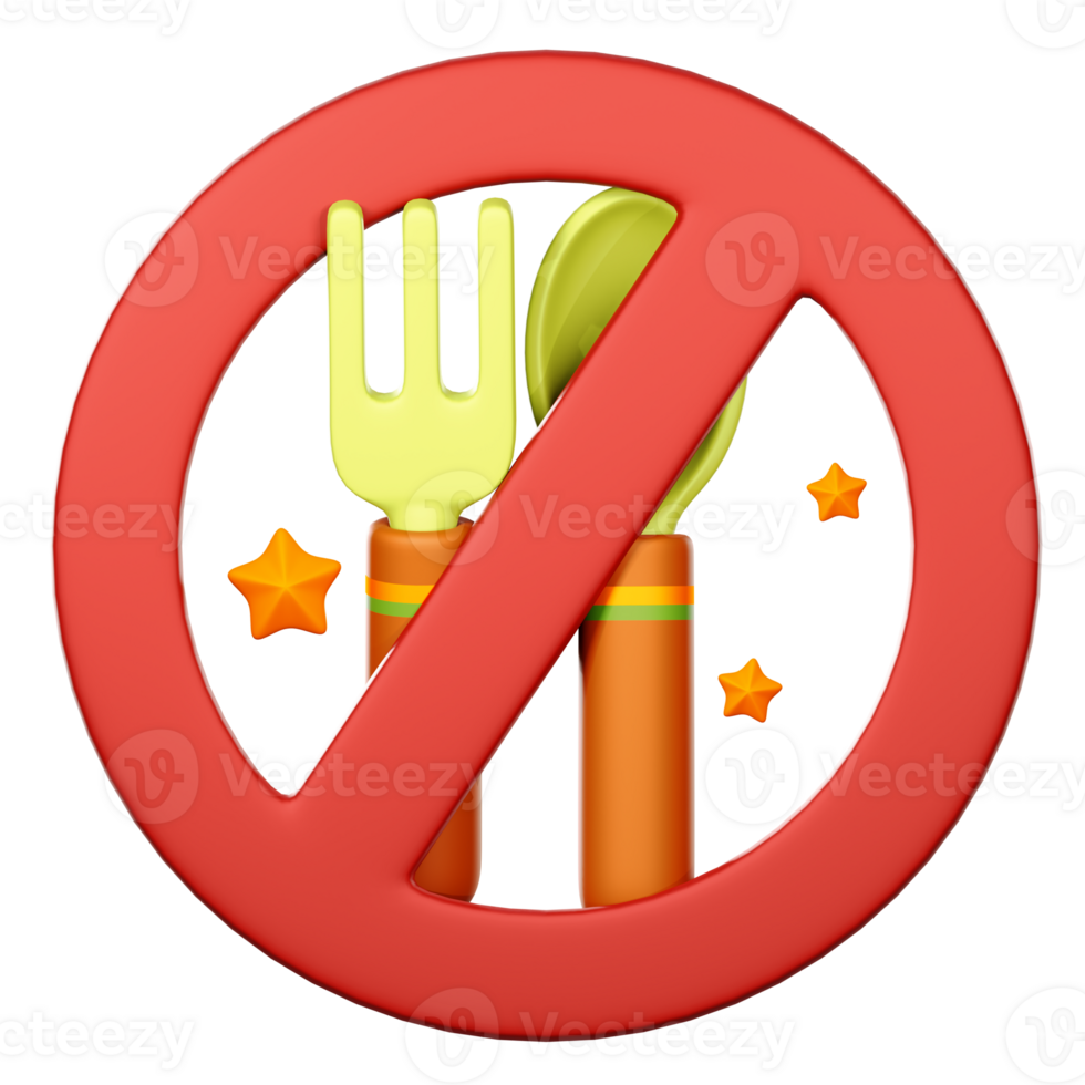 3D No Food icon on transparent background png