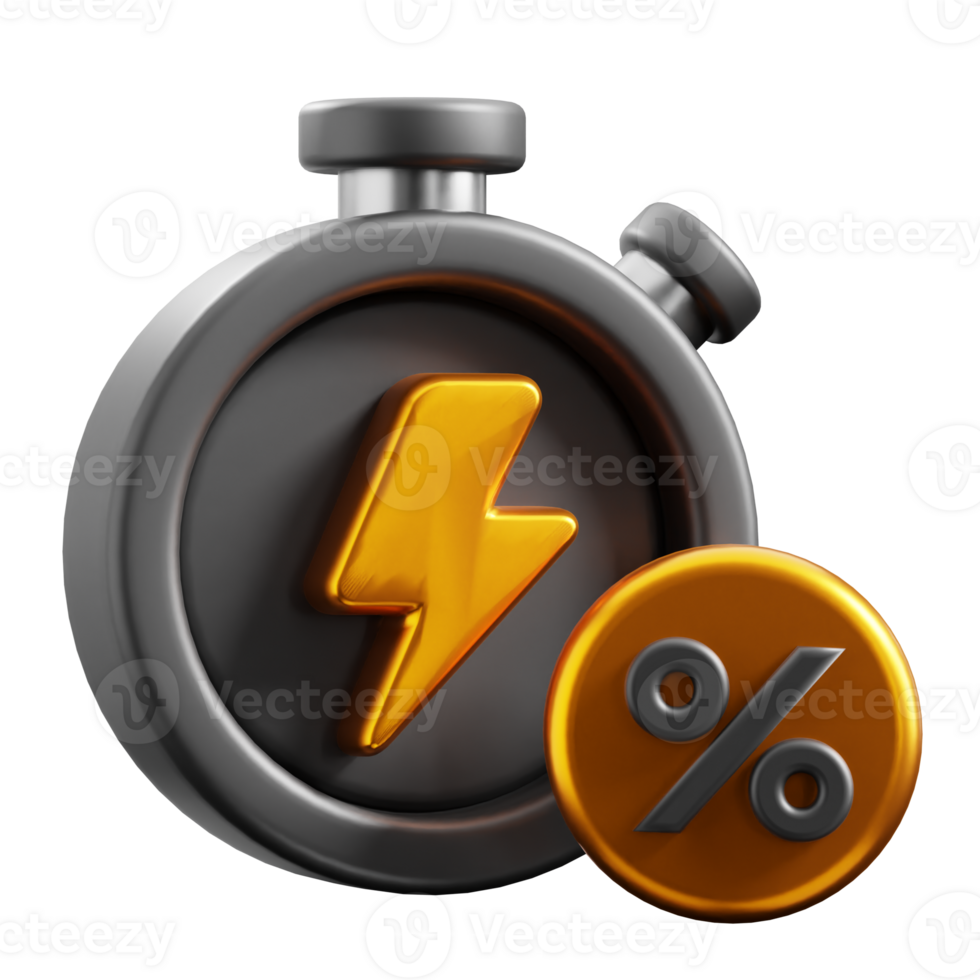 3D Flash Sale icon on transparent background png