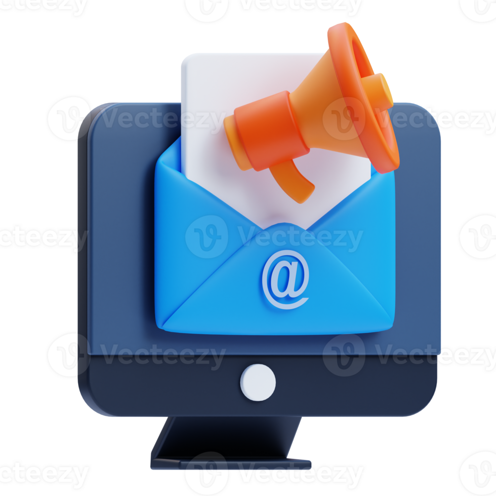 3D Email Marketing icon on transparent background png