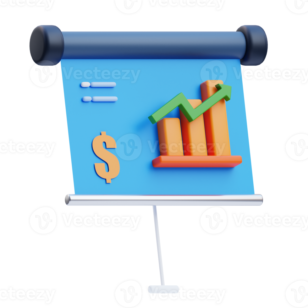 3D Growth Presentation icon on transparent background png